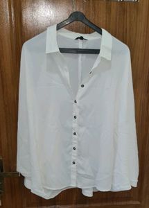 Classic White Sheer Button-Up butterfly top