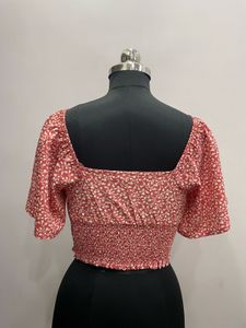 Floral Flutter Sleeve Crop Top