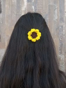 Crocheted Sunflower Hair Clip