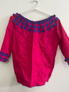 Pink Top and Blue Dupatta