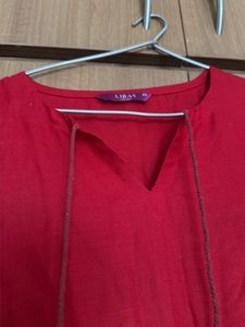 Vibrant plain Red Cotton Kurta