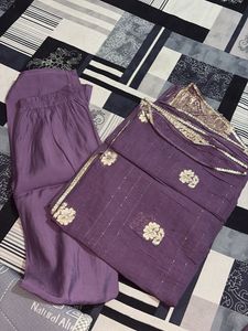 Elegant Purple Embroidered Kurta Set