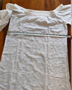 Off-white embroidered off-shoulder dress