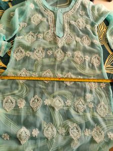 Blue Lakhnavi Chikankari Handwork Kurta