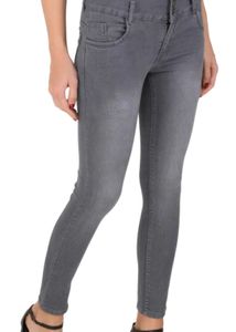High Waisted Grey Skinny Jeans