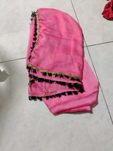 Blue Embroidered Lehenga with Pink Dupatta