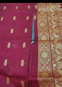 Elegant Maroon and Gold Saree