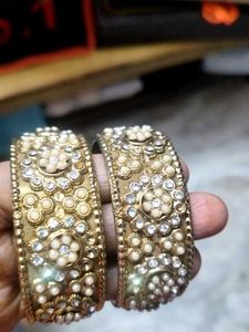 Pearl &amp; Stone gold Bangles