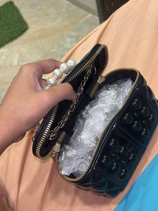 Chic Black Quilted Heart Vanity Bag