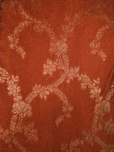 Vintage Rust Orange with Gold Brocade Fabric