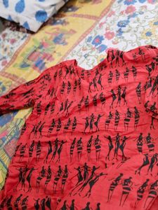 Red with Black Print Kurti