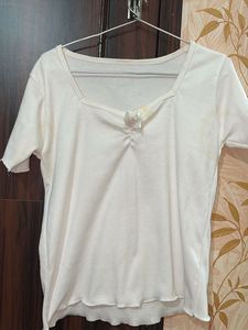 Cute White Short-Sleeve Top