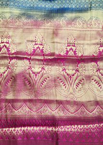 2 Saree Combo - Red &amp; Gold, Pink &amp; Blue