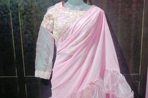 (Fix Price )Trendy Frill Organza Saree🤩,