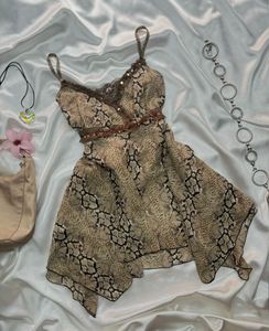 Animal Print Sleeveless Flared Top