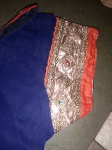 Designer Blue &amp; Coral Blouse