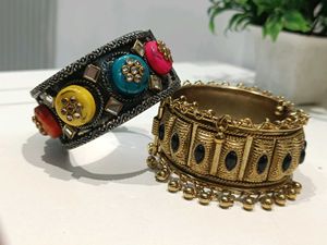 Boho Multicolored & Gold Bangles Set