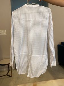 Nautica Mulmul White Top With Blue Stripes Size S-M
