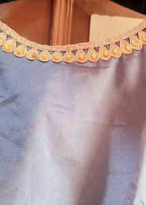 Elegant Grey &amp; Gold Anarkali Dress