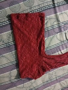 Chic Red Lace Long Sleeve Top