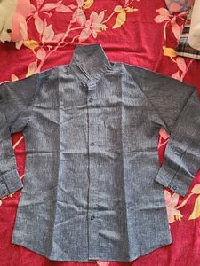Men's Textured Grey Long Sleeve Shirt