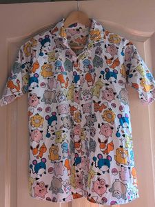 Cute Pokemon Print Button-Up Shirt