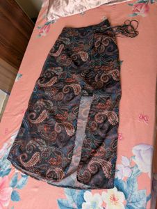 Vintage Paisley Wrap Midi Skirt