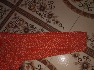 Elegant Orange Printed Cotton Suit Set with Dupatt