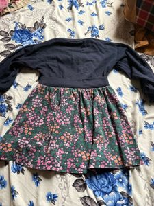 Floral Print Dress with Embroidery