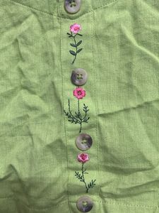 Lime Green Embroidered Crop Top