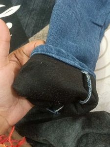 Blue Denim Jeans with Zipper Detail