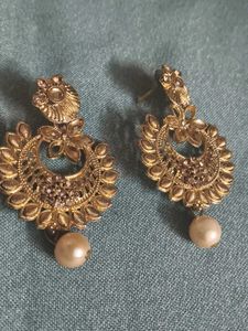 Elegant Gold Tone Jhumka Earrings