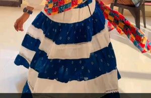 Boho Blue &amp; White Tiered Skirt