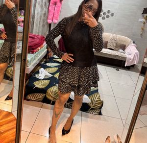 Black &amp; White Print knitted Dress