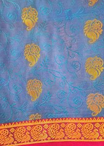 🤩New Blue Silk Saree with Gold Zari