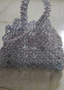 Crystal beads transaprent hand potli clitch