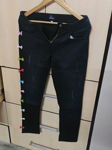 New Black Jeans with Bow Details