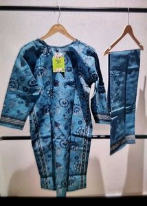 Blue Printed Kurta Palazzo Set