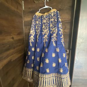 Embroidered Blue Lehenga Skirt with dupatta