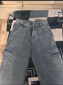 High Waisted Wide Leg Cargo Jeans