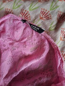 Pink Lace Strapless Top