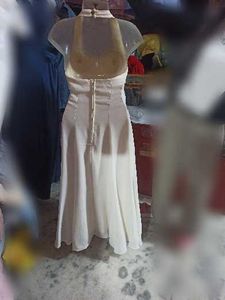 Elegant White Maxi halter neck Dress rose