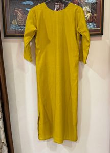 size S to XL Yellow Embroidered Kurta with Dupatta