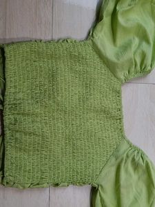 Lime Green Ruched Crop Top