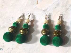 2 Pairs Of Latkan Multicolored Beaded Latka