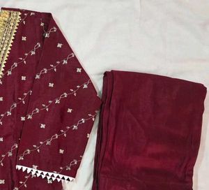 Elegant Maroon Embroidered Kurta Set
