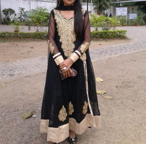 Elegant Black & Gold Anarkali Suit