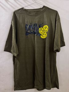 Green Graphic T-Shirt with Smiley Faces