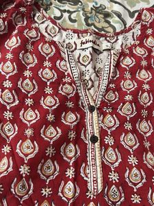 Beautiful Red Block Print Kurta