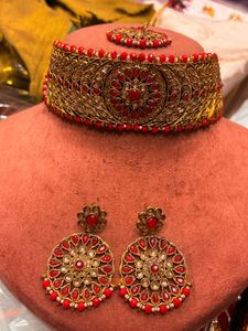 Red and Gold Indian Jewelry Set